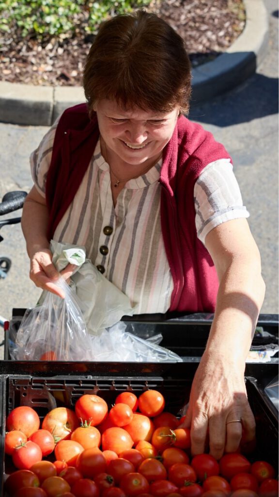 Woman selecting tomatoes